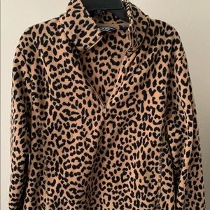 Leopard Lands End fleece sweater
